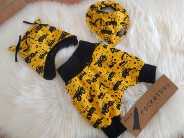 3- teiliges Set aus Pumphose, Mütze und Tuch "Baustelle" Gr. 50