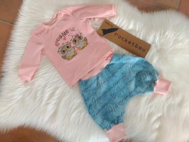 2-teiliges Set aus Langarm-Shirt und Pumphose "Eulen" Gr. 56