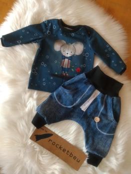 2-teiliges Set aus Langarmshirt und Hose "Maus" Gr. 62