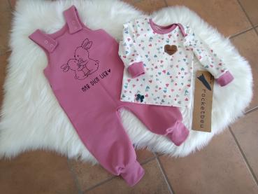Set Latzhose und Langarmshirt Hasen Gr. 74