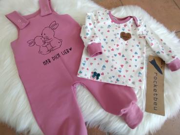 Set Latzhose und Langarmshirt Hasen Gr. 74