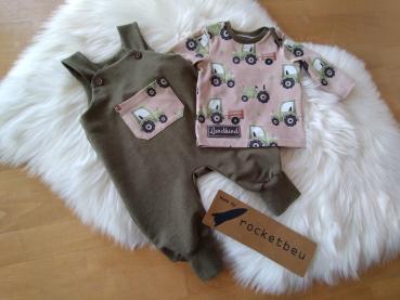 Set Latzhose und Langarmshirt Traktor Gr. 62