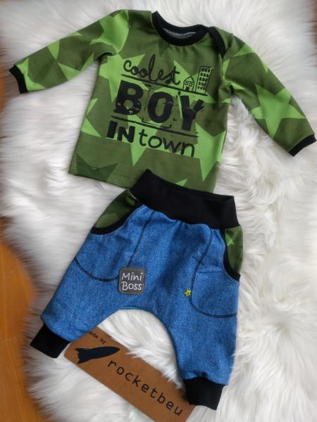 2-teiliges Set aus Langarm-Shirt und Pumphose "Coolest Boy" Gr. 68